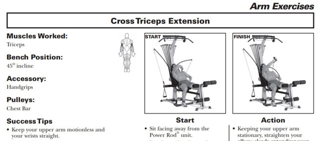 The Blaze offers tricep extension at unique angles. Nice one Bowflex