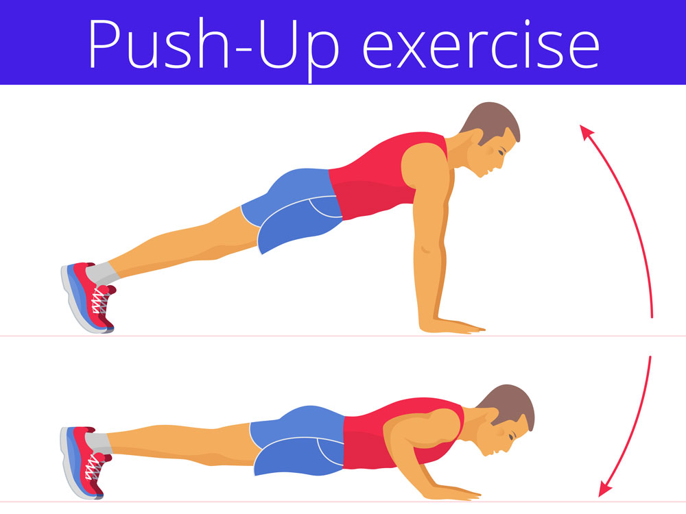 doing push-ups in strength building routine